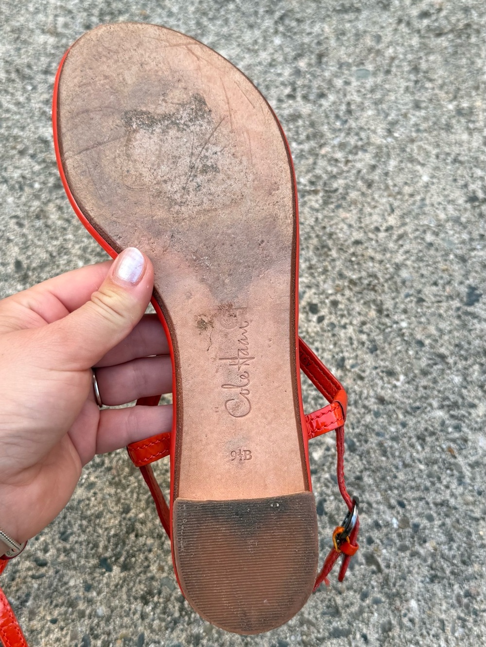 Cole Haan Bright Orange Braided Toe-Ring Sandals Size 9.5 - Picture 8 of 11